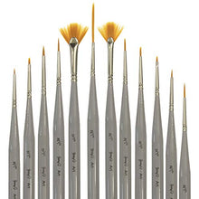 Load image into Gallery viewer, Jerry Q Art 12 Pc Miniature Paint Brushes, Golden Synthetic Hair, High Performance for All Media JQ-1501