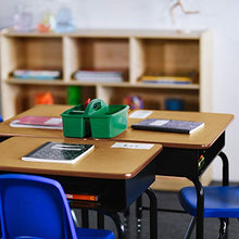 Load image into Gallery viewer, ECR4Kids 24" x 18" Adjustable Open Front Student Metal Book Box, DESK, 1-Pack, Black and Oak