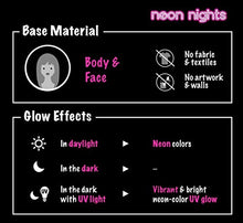 Load image into Gallery viewer, neon nights 8 x UV Body Paint Set | Black Light Glow Makeup Kit | Fluorescent Face Paints for Halloween Blacklight Bodypainting