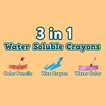 Load image into Gallery viewer, Channie's 3 in 1 Water Soluble Crayons for Kids with Free Paint Brush & Sharpener, 12 Color Set