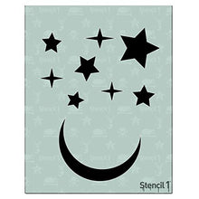 Load image into Gallery viewer, Stencil1, Outer Space Theme Stencils 4-Pack, 8.5 x 11 inches (Astronaut, Rocket Spaceship, Stars and Present Moon, Saturn and 3 Planets) Laser Cut, Mylar Reusable Stencils, DIY Kids Room