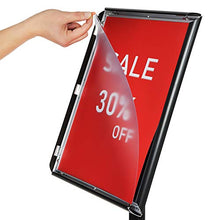 Load image into Gallery viewer, DISPLAYSWORKER Adjustable Heavy Duty Pedestal Sign Holder Floor Stand,Sign Stand Poster Stand Aluminum Snap Open Frame,Standing Floor for 8.5X 11 inch,Vertical/Horizontal View,Black