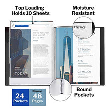 Load image into Gallery viewer, Dunwell Binder with Plastic Sleeves (Black), 24-Pocket Bound Presentation Book with Clear Sleeves, Displays 48 Pages of 8.5x11" Paper, Sheet Protector Binder, Portfolio Folder