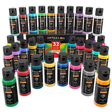 Load image into Gallery viewer, Arteza Tempera Washable Paint for Kids, Set of 32, 2.03oz/60ml Bottles, Poster Paint for Craft Projects, Sponge Painting & Finger Painting, Includes Neon, Glitter & Glow-in-The-Dark