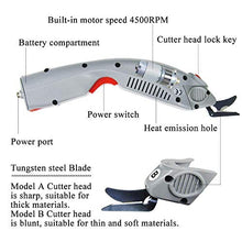 Load image into Gallery viewer, MXBAOHENG Wbt-1 Electric Fabric Scissors Rechargeable Shears Portable Cloth Cutter with a Battery Two Blades for Carpet/Leather/Rubber/Paperboard