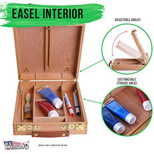 Load image into Gallery viewer, U.S. Art Supply Newport Small Adjustable Wood Table Sketchbox Easel, Premium Beechwood - Portable Wooden Artist Desktop Storage Case - Store Art Paint, Markers, Sketch Pad - Student Drawing, Painting