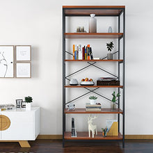 Load image into Gallery viewer, 5 Tier Industrial Bookshelf, Vintage Standing Storage Shelf, Display Shelving Units, Tall Bookcase, Industrial Metal Book Shelves for Living Room Bedroom and Home Office