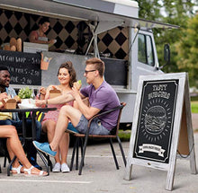 Load image into Gallery viewer, Rustic Vintage Wooden Whitewashed Magnetic A-Frame Chalkboard / Sidewalk Chalkboard Sign / Large 40" x 20" Sturdy Sandwich Board / A Frame Restaurant Message Board Display (Classic)