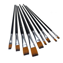 Load image into Gallery viewer, Marrywindix 9pcs Flat Pointed Tip Nylon Hair Acrylic Watercolor Brush Artists Paint Brush Set Black