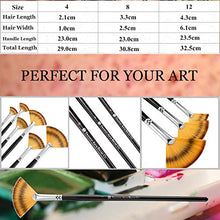 Load image into Gallery viewer, Paint Brush Set Artist Fan Painting Brushes Wood Long Hands for Oil Acrylic Watercolor 3 Pcs