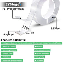 Load image into Gallery viewer, EZlifego Double Sided Tape Heavy Duty (9.85FT), Multipurpose Removable Mounting Tape Adhesive Grip,Washable Strong Sticky Wall Tape Strips Transparent Tape Poster Carpet Tape for Paste Items,Household