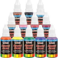 Load image into Gallery viewer, U.S. Art Supply 24 Color Acrylic Airbrush, Leather & Shoe Paint Set Opaque Colors plus Reducer, Cleaner & Color Mixing Wheel