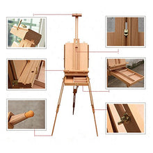 Load image into Gallery viewer, Kuyal Wooden Easel & Painting Storage Box with Drawer, Shoulder Strap, Palette ,Indoor Outdoor Field Folding Portable Easel, Box Easel Sketchbox for Painting, Sketching, Display