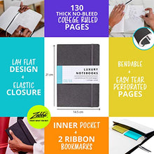 Load image into Gallery viewer, 2 Pack Luxury Lined Journal Notebooks- Journals For Writing w/ 130 Perforated Pages, Medium (5.7" x 8.3") - Soft Cover Notebooks for Work, Travel, College- Journal for Men and Women (Black)