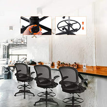 Load image into Gallery viewer, Comhoma Drafting Chair Tall Office Chair with Flip-up Armrests for Computer Standing Desk Adjustable Foot Ring Ergonomic Mesh Back Table Chair Black