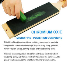 Load image into Gallery viewer, LAVODA Paddle Strop 3" by 9" Double-sided Leather Strop with Green White Compounds Kit Knife Stropping Block for Woodworking Sharpening Honing Knives Leather Knife Sharpening Polishing