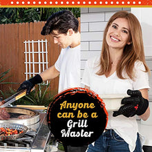 Load image into Gallery viewer, Grill Heat Aid BBQ Gloves Heat Resistant 1,472℉ Extreme. Dexterity in Kitchen to Handle Cooking Hot Food in Oven, Cast Iron, Pizza, Baking, Barbecue, Smoker & Camping. Fireproof Use for Men & Women