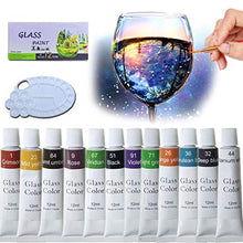 Load image into Gallery viewer, iMustech Glass Paint Set 12 Colors Non-Toxic Craft Porcelain Paint with Palette, Transparent Stained Glass Ceramic Window Paint Kit for Wine Glass Bottle Light Bulbs Plastic Ornaments(0.4 fl.oz/Tube)