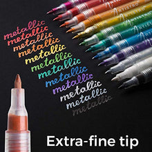 Load image into Gallery viewer, Metallic Paint Pens for Rock Painting, Stone, Pebbles, Ceramic, Glass, Wood, Fabric, Scrapbook Journals, Photo Albums, Card Stocks. Set of 12 Acrylic Paint Markers Extra-Fine Tip 0.7mm