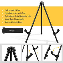 Load image into Gallery viewer, Magicfly 6 Pack Tabletop Easel, 14" High Black Steel Table Top Easels for Display, Adjustable & Portable Tripod Easel with 6 Storage Bags, for Paintings, Signs, Posters