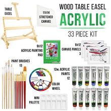 Load image into Gallery viewer, US Art Supply 33 Piece Custom Artist Acrylic Painting Set with Table Easel, Paint, Canvas and Accessories