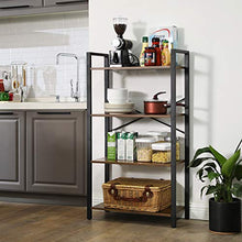 Load image into Gallery viewer, VASAGLE Bookshelf, 4-Tier Bookcase, Living Room Standing Unit Shelf, Stable Steel Frame, Bedroom, Office, Industrial Design, Rustic Brown ULLS60BX