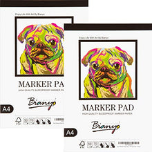 Load image into Gallery viewer, Bianyo Bleedproof Marker Paper Pad, A4(8.27"X11.69"), 50 Sheets/Pad, Pack of 2 Pads, 18 LB / 70 GSM, Glue-Bound, 100% Cotton, White, Ideal for Use with Markers and Ink Mediums
