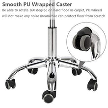 Load image into Gallery viewer, Mefeir Hydraulic Rolling Salon Stool Padded with Back Rest, Modern Cushion Drafting Chair on Wheels for Office Home Kitchen Counter, Height Adjustable Swivel Barstool, PVC Leather