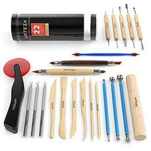 Load image into Gallery viewer, Arteza Pottery Tools & Clay Sculpting Tools, Set of 22 Pieces in PET Storage Tube, for Clay, Pottery, Ceramics Artwork & Holiday Crafts