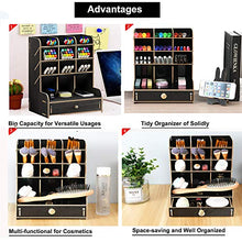 Load image into Gallery viewer, Marbrasse Wooden Pen Holder, Pen Organizer for Desk, Desktop Stationary Organizer, Easy Assembly, Home Office Art Supply Organizer Storage with Drawer (B11-Black)