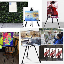 Load image into Gallery viewer, 66 Inches Arts Crafts Easel by Aokbean Aluminum Metal Tripod Easel Stand with Portable Bag Adjustable Height Easel for Floor Painting Displaying (Black)
