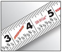 Load image into Gallery viewer, Komelon SM5425 Speed Mark Gripper Acrylic Coated Steel Blade Measuring Tape, 1-Inch X 25Ft , White