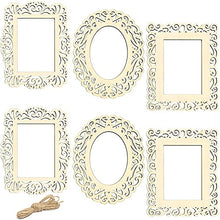Load image into Gallery viewer, Bright Creations Wooden Picture Frames for Crafts, Unfinished Cutout with String (6 Pack)