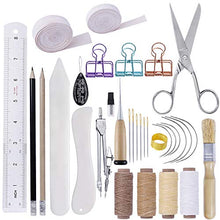 Load image into Gallery viewer, BUTUZE 32 Pieces Hand Bookbinding Tools, Bookbinding Kit for Beginners,Complete Bookbinding Tool Kit with Bookbinding Waxed Thread,Sewing Needles for Paper Bookbinding