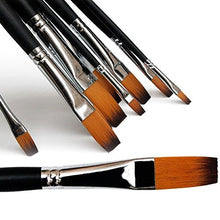 Load image into Gallery viewer, Marrywindix 9pcs Flat Pointed Tip Nylon Hair Acrylic Watercolor Brush Artists Paint Brush Set Black