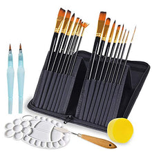 Load image into Gallery viewer, Lasten 21 Pcs Artist Paint Brush Set for Acrylic Watercolor Oil Gouache Painting, Professional Paint Brushes Nylon Hair Paint Brushes with Palette Knife Sponge and Storage Case