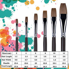 Load image into Gallery viewer, 6 Pieces Flat Paint Brush Artist Sable Brush Set with Wooden Handle for Watercolor, Acrylic and Oil Painting Perfect for Beginners, Artists and Painting Lovers