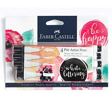 Load image into Gallery viewer, Faber-Castell White Pitt Artist Pen Set - 4 Opaque White India Ink Artist Markers - Lettering and Illustration Marker Set