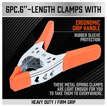 Load image into Gallery viewer, HORUSDY 6-Piece 6" inch Spring Clamp, Heavy Duty Spring Metal Spring Clamps, 2.5"-inch Jaw opening