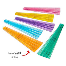 Load image into Gallery viewer, hand2mind Safe-T Ruler for Kids Math, Rainbow Plastic Rulers, Flat 12 in. Flexible Rulers, Safety Ruler for Measurement, Safety Kids School Supplies, Straight Shatter-Resistant Rulers (Pack of 24)