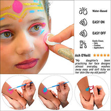 Load image into Gallery viewer, Craft Pro Face Paint - Vegan + Cruelty Free. Sensitive Skin Approved. Includes Guidebook, Applicators, Stencils. Easy ON Easy Off (Water Activated Body Paint)