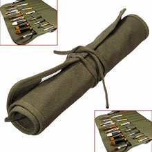 Load image into Gallery viewer, Paint Brush Case Canvas Roll Up Storage Bag Holder Canvas Wrap for Acrylic Watercolor Oil Face Brush - Army Green