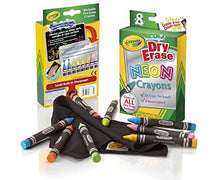 Load image into Gallery viewer, Crayola; Dry-Erase Neon Crayons; Art Tools; 8 Count; Washable; Perfect for Classroom Art Activities; Includes Sharpener and Erase Cloth