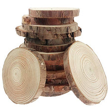Load image into Gallery viewer, Akusety 15Pcs 3.5-4-Inch Unfinished Natural Thick Wood Slices Circles with Tree Bark Log Discs for DIY Craft Christmas Rustic Wedding Ornaments