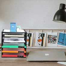 Load image into Gallery viewer, Samstar Letter Tray Paper Organizer, Mesh Desk File Organizer with 5 Tier Shelves and Sorter, Black