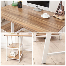 Load image into Gallery viewer, Soges Computer Desk Trestle Desk Writing Home Office Desk Hutch Workstation with Shelf Storage Desk, Oak 47 inches CS-Tplus-120OK