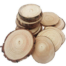 Load image into Gallery viewer, Akusety 15Pcs 3.5-4-Inch Unfinished Natural Thick Wood Slices Circles with Tree Bark Log Discs for DIY Craft Christmas Rustic Wedding Ornaments