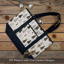 Load image into Gallery viewer, TOPDesign Stylish Canvas Tote Bag with External & Internal Pockets, Open Top, Daily Essentials (Black/Natural)