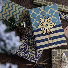 Load image into Gallery viewer, RUSPEPA Reversible Kraft Wrapping Paper Sheet - Navy Geometric Design Kraft Paper - 6 Sheets Packed as 1 roll - 17.5 x 30 inches per Sheet