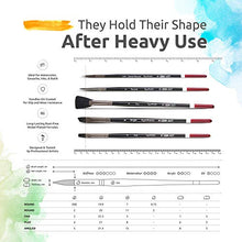 Load image into Gallery viewer, ZenART Professional Watercolor Brush Set – 14 x Birch Wood Squirrel and Synthetic Paint Brushes incl Palette Knife – Flats, Rounds, Filbert, Fan, Rigger, Cats Tongue, & Detailing – Satin Travel Pouch
